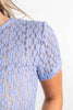 Textured Trends Sheer Floral Lace Short Sleeve Top