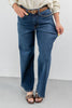Long Story Short Dark Wash Ankle Wide Jeans