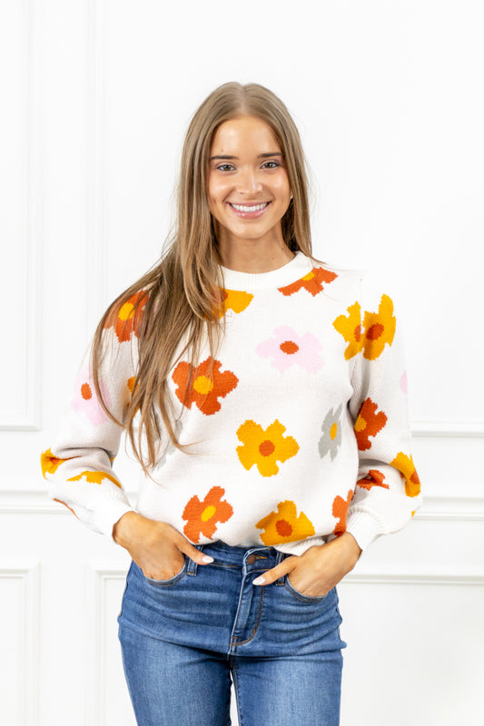 Falling Flowers Floral Sweater