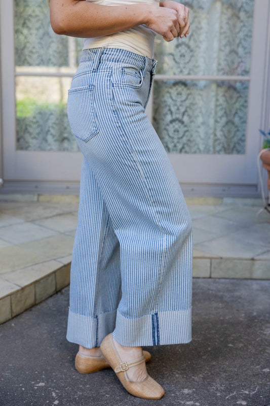 Next Level Cuffed Striped Jeans