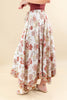 Desert Petals Bohemian Floral Print Gathered Midi Skirt