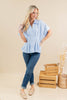 Check You Out Blue Gingham Cotton Blend Blouse