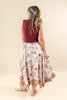 Desert Petals Bohemian Floral Print Gathered Midi Skirt