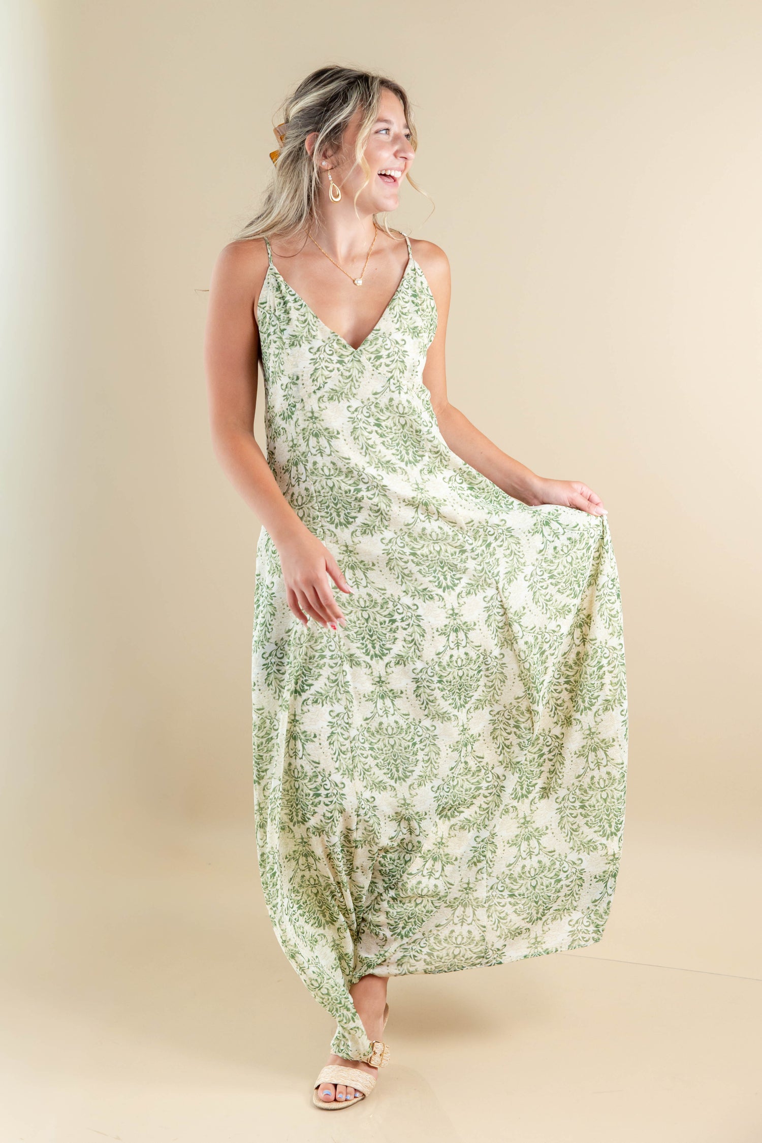 damask maxi dress VELOUR DAMASK Crossed BACK MAXI S