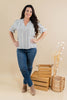 Sweet on You Linen Blend Striped Ruffle Trim Top