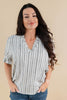 Sweet on You Linen Blend Striped Ruffle Trim Top