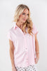 Current Mood Satin Cap Sleeve Collared Blouse