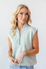 Cloud Nine Half Zip Collared Sleeveless Top
