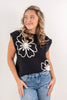 Floral Flair Embroidered Knit Scalloped Hem Sweater