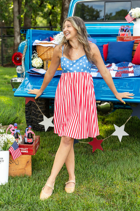Party In The USA American Flag Cotton Dress