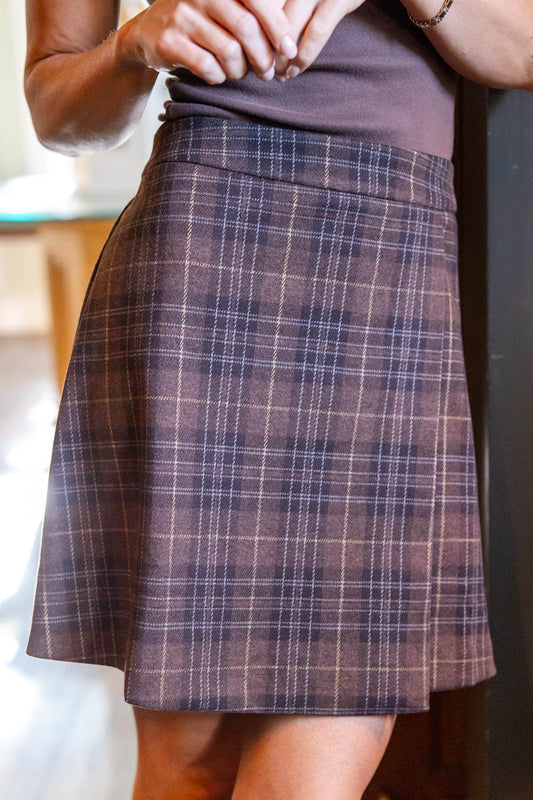 Hidden Desire Wool Blend Faux Wrap Plaid Mini Skirt