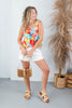 Island Elegance Bright Floral Square Neck Tank Top
