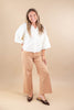 Chic Comfort Wool Blend Short Sleeve Button Down Top