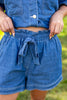 Blue Skies Babe Paperbag Front Tie Denim Shorts
