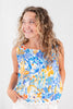 Retro Petal Pop Sleeveless Floral Print Top