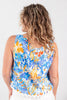 Retro Petal Pop Sleeveless Floral Print Top