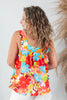 Island Elegance Bright Floral Square Neck Tank Top