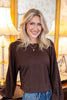 Harvest Glow Boat Neck Balloon Sleeve Knit Top
