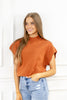 Parisian Romance Mock Neck Short Sleeve Top