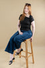 Off Balance Asymmetrical Black Short Sleeve Top