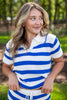 United Muse Striped V-Neck Collar Ribbed Knit Top