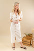 Golden Touch V-Neck Ivory Button Down Midi Dress