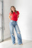 Hidden Gem High Rise Wide Leg Distressed Jeans