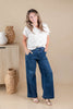 On A Roll Crop Dark Wash Ankle Trouser Jeans