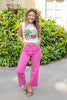 Pretty In Pink Tummy Control Crop Jeans