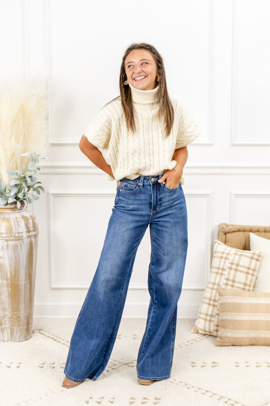 Coachella Valley Tummy Control Wide Leg Judy Blue Jeans