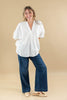 Textured Glam Oversized V-Neck Dolman Sleeve Blouse