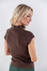Feminine Flair Button Down Mock Neck Split Front Hem Top