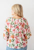 Blooming Beautiful Pink Multi Floral V-Neck Blouse