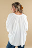 Textured Glam Oversized V-Neck Dolman Sleeve Blouse