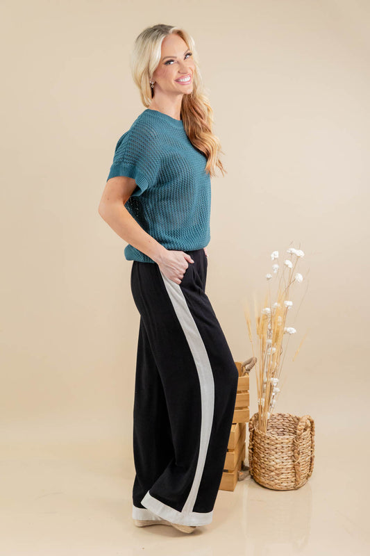 Power Walk Linen Blend Contrast Trim Pants