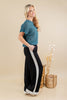 Power Walk Linen Blend Contrast Trim Pants