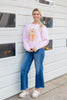 Pastel Pumpkin Crewneck Cotton Blend Graphic Sweatshirt