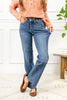 Mid Rise Tummy Control Straight Leg Jeans