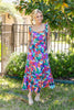 Neon Blossom Floral Print Midi Dress