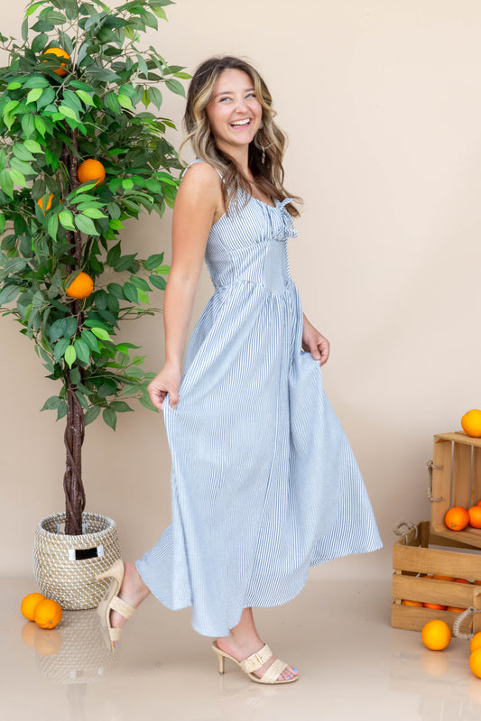 Corset Kisses Striped A-Line Dress