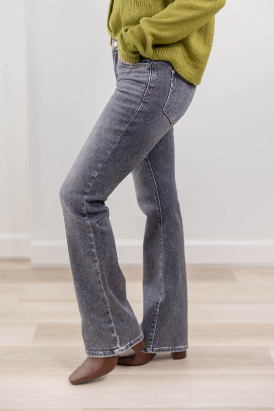 Smoke Show Gray Mid Rise Bootcut Jeans