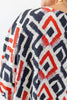 Shape Shifter Red & Navy Geometric Print Dolman Sleeve Blouse