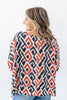 Shape Shifter Red & Navy Geometric Print Dolman Sleeve Blouse