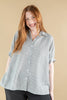 Classic Cutie Oversized Vertical Striped Short Sleeve Button Down Top
