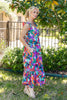Neon Blossom Floral Print Midi Dress