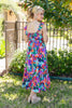 Neon Blossom Floral Print Midi Dress