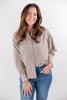 Fresh Perspective Striped Cotton Blend Dolman Long Sleeve Button Down Top