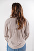 Fresh Perspective Striped Cotton Blend Dolman Long Sleeve Button Down Top