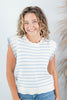 Sweetheart Stripes Flutter Sleeve Striped Knit Top
