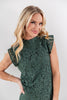 Girls Night Lace Overlay Mock Neck Cap Sleeve Top